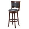 Cherry 29-inch Solid Wood Bar Stool with Faux Leather Swivel Seat