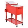 80 Quart Red Sturdy Rolling Steel Construction Cooler