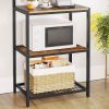 3-Shelf Black Metal Rustic Brown Wood Kitchen Baker's Rack Microwave Stand