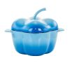 MegaChef Pepper Shaped 3 Quart Enameled Cast Iron Casserole in Blue